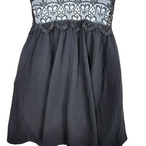 TopShop Black Lace Crochet Insert Sundress Size 4 - Picture 8 of 10